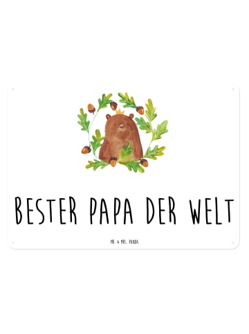 Mr. & Mrs. Panda Blechschild Bär König mit Spruch in Weiß