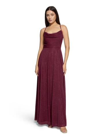 Vera Mont Abendkleid mit Wasserfallausschnitt in Rot/Grau