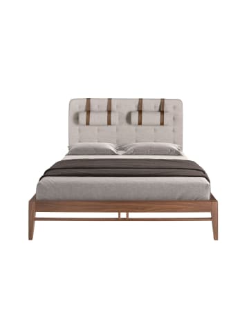 Angel Cerdá Polsterbett 7179 in Grau / Walnuss – (B)172 x (H)216 x (T)110 cm
