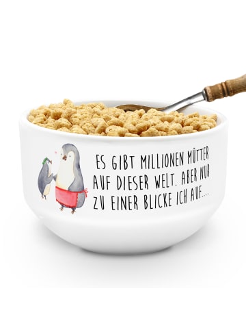 Mr. & Mrs. Panda Schüssel Pinguin mit Kind mit Spruch in Weiß