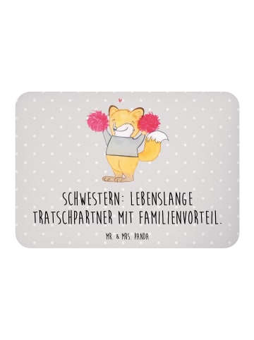 Mr. & Mrs. Panda Magnet Schwestern Tratschpartner mit Spruch in Grau Pastell