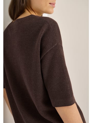 Cecil Strukturierte Kurzarmbluse in Macchiato Brown Melange