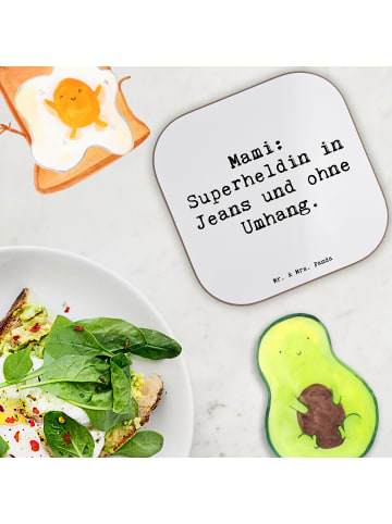 Mr. & Mrs. Panda Glasuntersetzer Spruch Mami Superheldin mit Spruch in Weiß