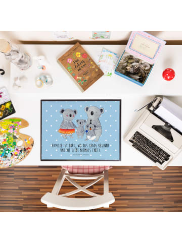 Mr. & Mrs. Panda Schreibunterlage Koala Familie mit Spruch in Blau Pastell