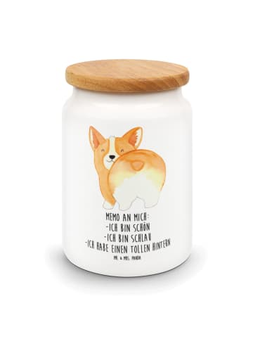 Mr. & Mrs. Panda keramikdose Corgi Po mit Spruch in Weiß