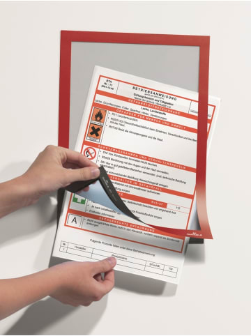 Durable Magnetrahmen Duraframe selbstklebend A4 rot Packung mit 2 Stück