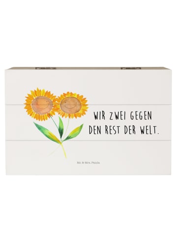 Mr. & Mrs. Panda Holzkiste Blume Sonnenblume mit Spruch in Weiß