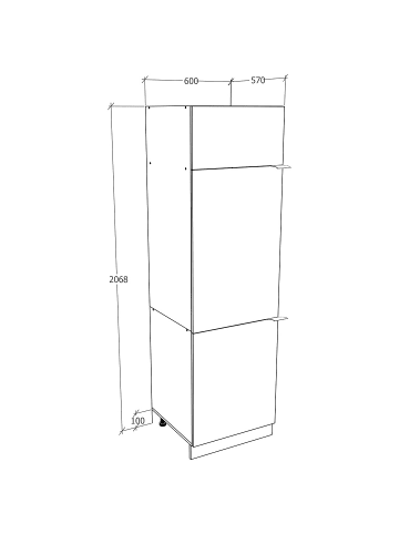 ebuy24 Küchenhochschrank Fasola Grau 60 x 57 cm