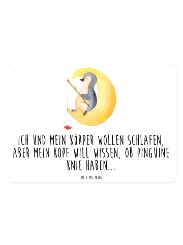 Mr. & Mrs. Panda Blechschild Pinguin Mond mit Spruch in Weiß