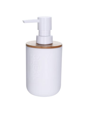 Bathroom Solutions Seifenspender, Bambus-Deckel in Weiß, (B) 7 x (H) 16,5 x (L) 7 cm