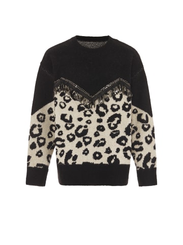 IMANE Damen Strickpullover in Schwarz Beige