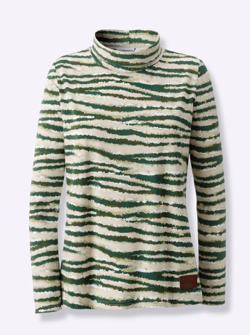 WITT WEIDEN Stehkragenshirt in elfenbein-oliv-bedruckt