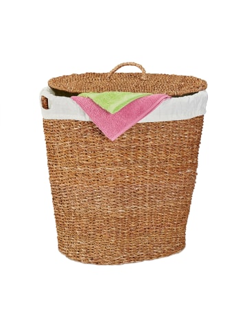 relaxdays Wäschekorb in Natur/ Beige - (B)50 x (H)50 x (T)40 cm