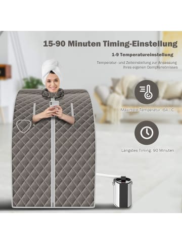 COSTWAY 3L Mini Dampfsauna mit Fernbedienung in Grau