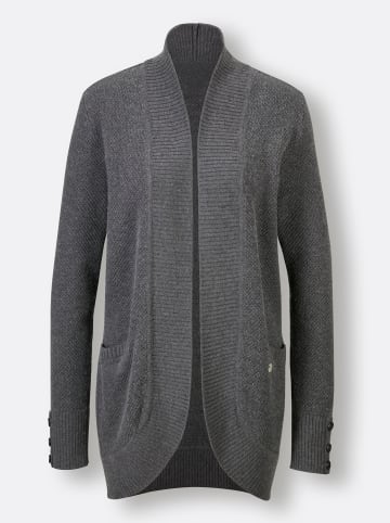 creation L Longstrickjacke in schwarz-anthrazit-meliert