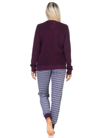 NORMANN Frottee langarm Schlafanzug Bündchen Pyjama - 82630 in beere