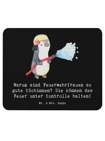Mr. & Mrs. Panda Mouse-Pad Feuerwehrfrau Köchin mit Spruch in Schwarz
