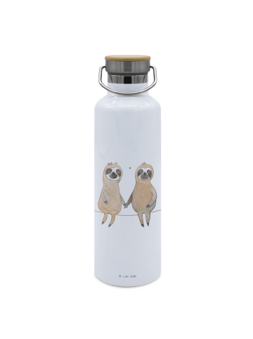 Mr. & Mrs. Panda Trinkflasche Faultier Pärchen ohne Spruch in Weiß
