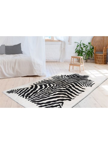 Hochflor Teppich Robert Animal 425 in Schwarz Weiß