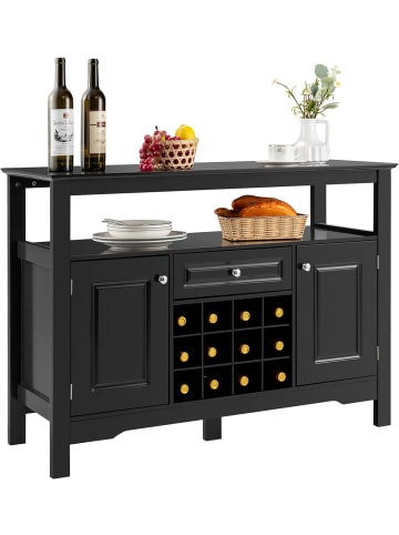 COSTWAY Sideboard mit Weinregal in Schwarz