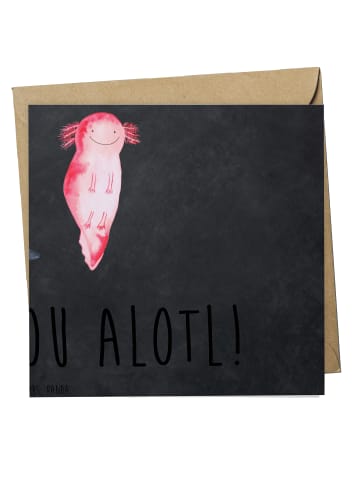 Mr. & Mrs. Panda Glückwunschkarte Axolotl Liebe mit Spruch in Kreidetafel