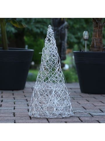 MARELIDA LED 3D Kegel Gartenleuchte in silber - H: 70cm