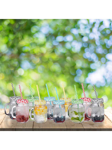 relaxdays 10 x Trinkglas in Transparent/ Bunt - 500 ml