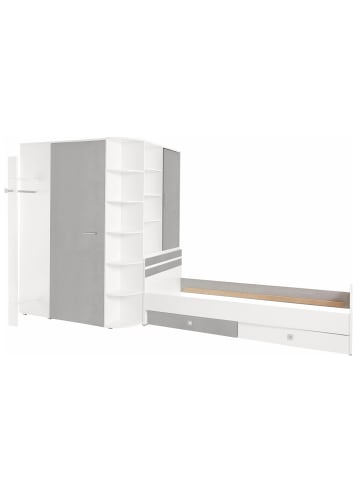 Wimex Jugendzimmer Set 4-teilig Joker weiß / beton lichtgrau 252 / 205 / 198cm