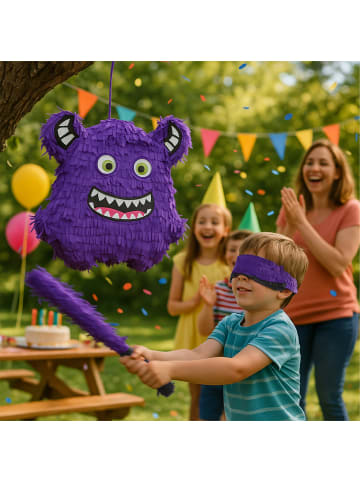 relaxdays 3-tlg. Pinata Set "Monster" in Lila