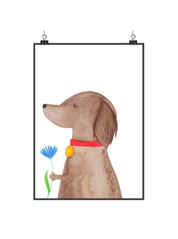 Mr. & Mrs. Panda Wandbild Hund Blume Motiv ohne Spruch in Weiß
