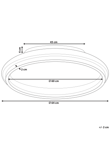 Beliani Deckenleuchten TAPING in Weiß/Gold - (W) 64 x (H) 7 x (L) 64 cm