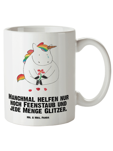 Mr. & Mrs. Panda Haferl Einhorn Traurig mit Spruch in Weiß