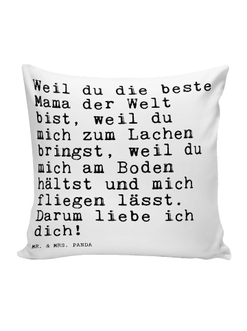 Mr. & Mrs. Panda 40x40 Kissen Weil du die beste... mit Spruch in Weiß