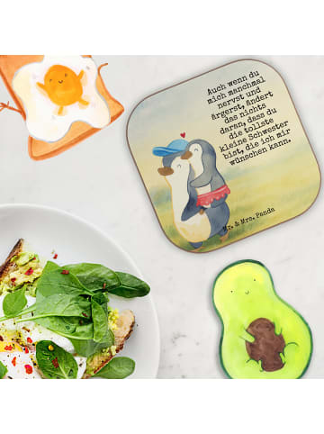 Mr. & Mrs. Panda Holzuntersetzer Pinguin Kleine Schwester Design... in Weiß