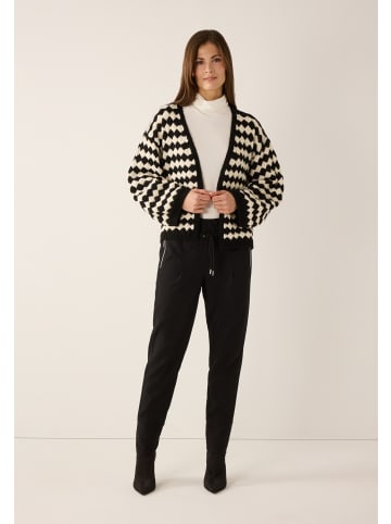 More & More gestreifte Strickjacke, weite Ärmel in black/offwhite