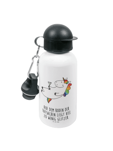 Mr. & Mrs. Panda Trinkflasche Einhorn Blümchentail mit Spruch in Weiß