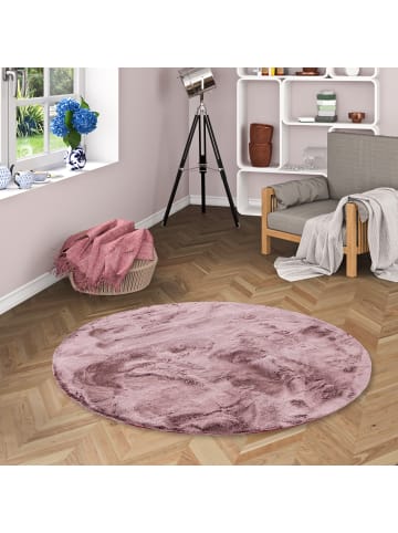 Pergamon Fellteppich Plush Rund in bordeaux
