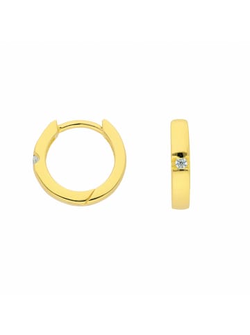 Adeliás Damen 925 Silber Ohrringe / Creolen mit Zirkonia Ø 12 mm in vergoldet