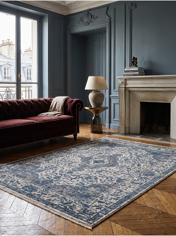 KADIMA DESIGN Teppich Kurzflor Strapazierfähig ADUR Vintage Medallion Muster Wohnlich in Blau