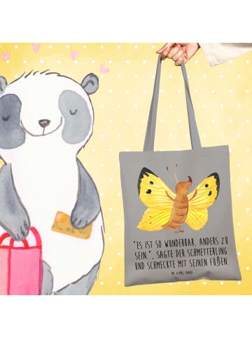Mr. & Mrs. Panda Shopper Schmetterling Zitronenfalter mit Spruch in Light Grey