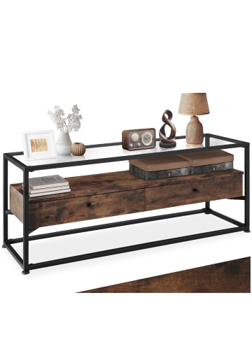tectake Sideboard Maidenhead 121,5 x 41,5 x 50,5 cm, Industrial Holz dunkel, rustikal