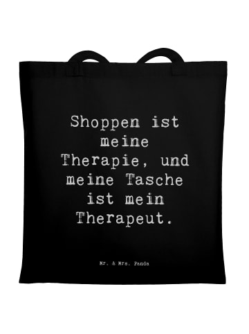 Mr. & Mrs. Panda Schultasche Spruch Tragetasche Therapie mit Spruch in Schwarz