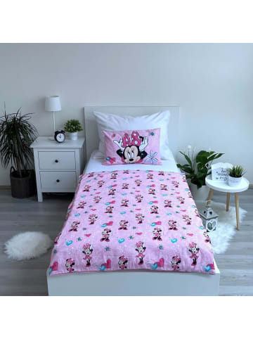 JERRY FABRICS Bettwäsche Set Minnie Maus Flowers Baby 100x135 + 40x60 cm 100% Baumwolle