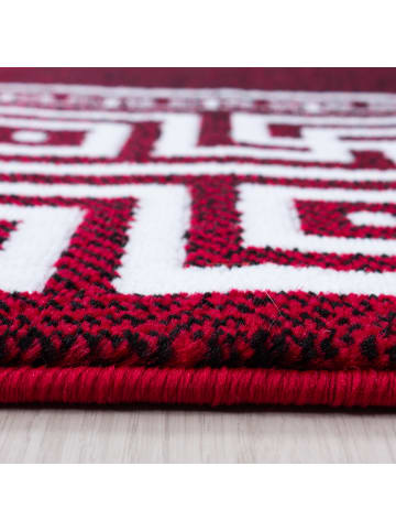 KADIMA DESIGN Teppich Kurzflor Waschbar Mäander DRAU Strapazierfähig OEKO-TEX in Rot