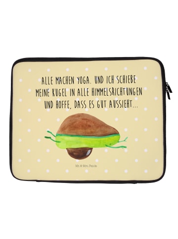 Mr. & Mrs. Panda Notebook Tasche Avocado Yoga mit Spruch in Gelb Pastell