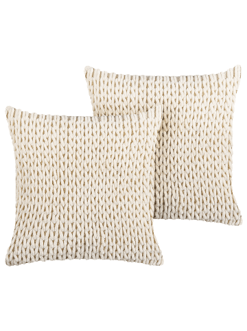 Beliani 2er-Set Dekokissen OXALIS in Beige