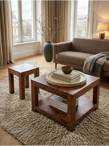 KADIMA DESIGN Couchtisch MUMBAI Massiv-Holz 60 x 60 cm Wohnzimmer-Tisch in Massivholz