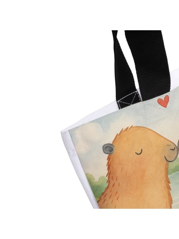 Mr. & Mrs. Panda Strandtasche Capybara Liebe Design mit Spruch in Weiß