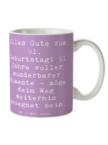 Mr. & Mrs. Panda Tasse Spruch 91. Geburtstag Segen mit Spruch in Lavendeltraum