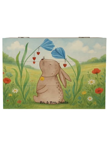 Mr. & Mrs. Panda holzschatulle Hase Blume Design ohne Spruch in Weiß